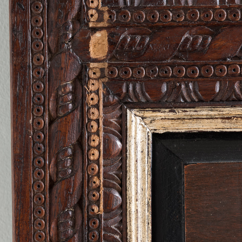 Pair of carved hardwood and mirrored door panels,-139975