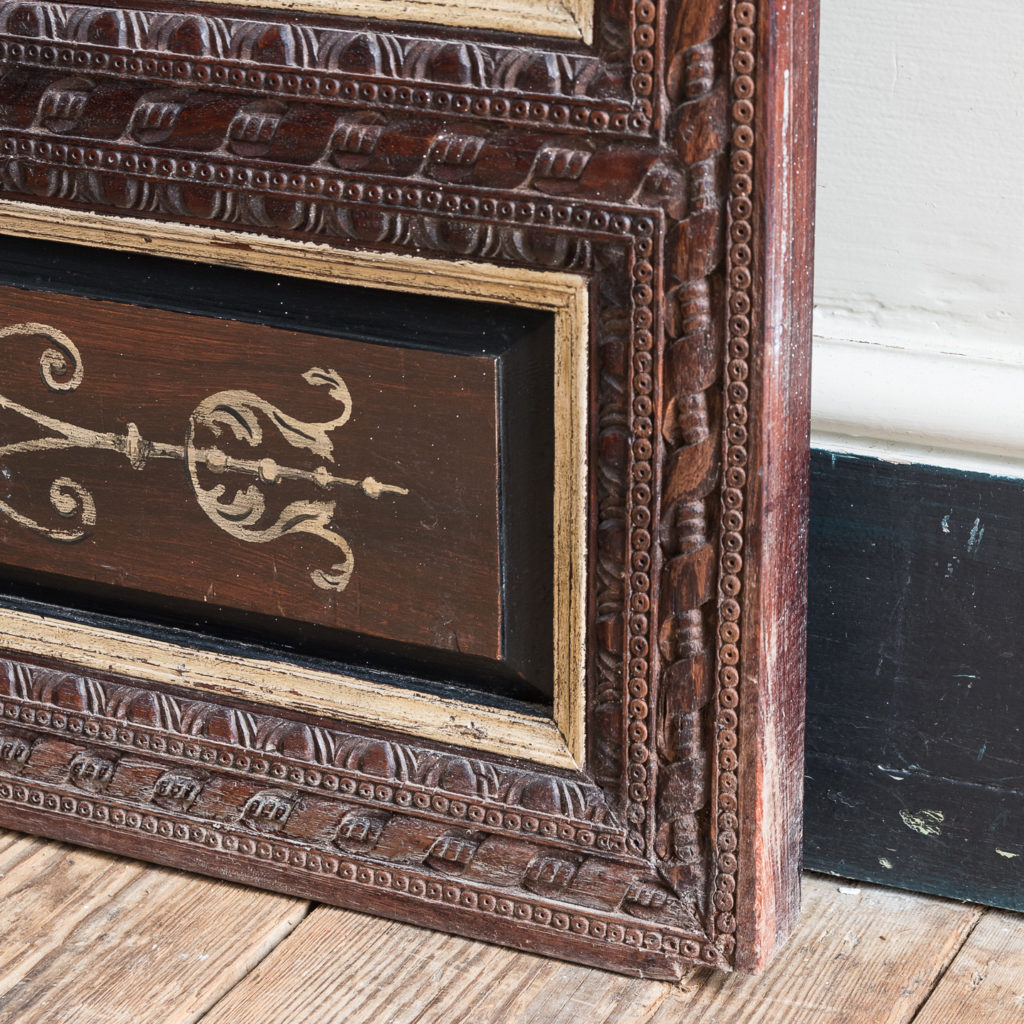 Pair of carved hardwood and mirrored door panels,-139976