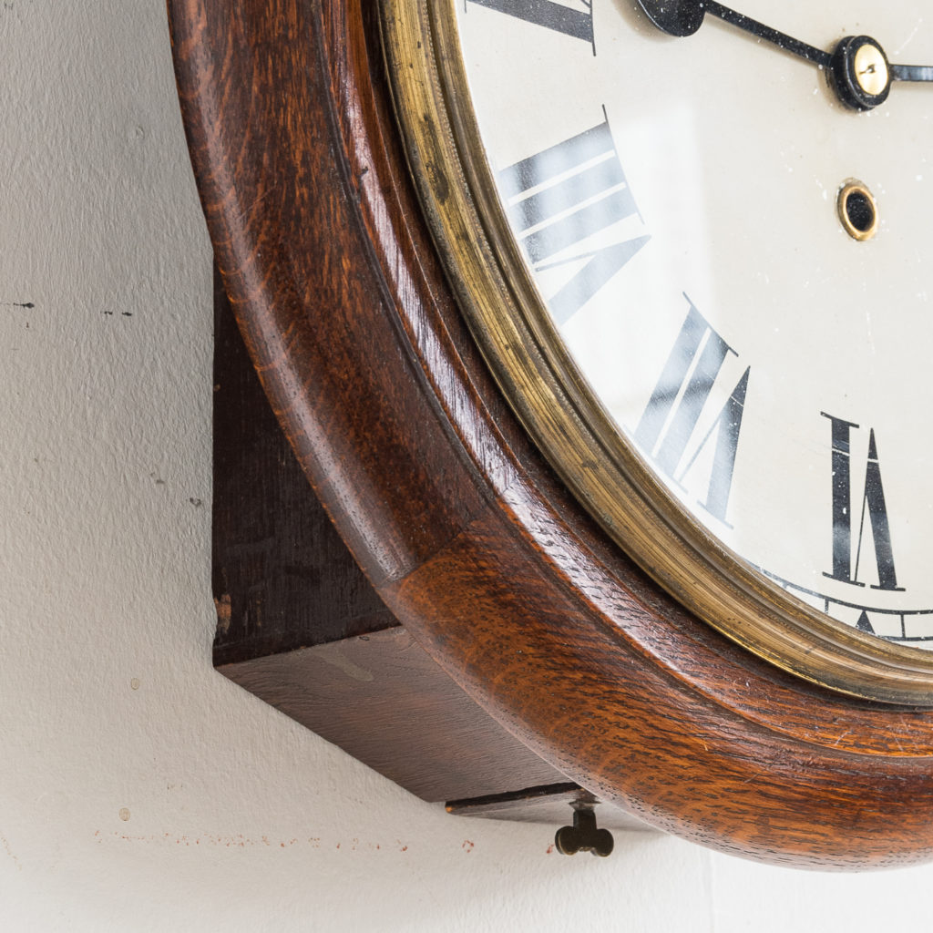 Victorian oak cased dial clock, -140381