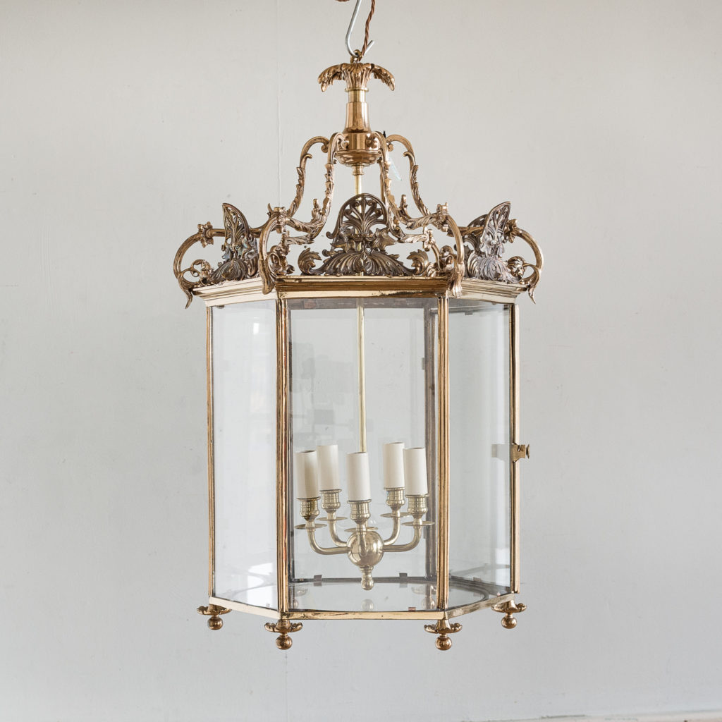 Regency style gilt brass hall lantern,