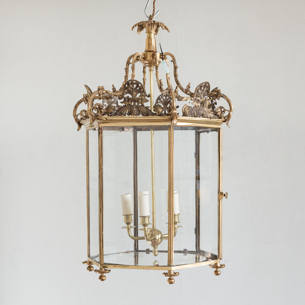 Regency style gilt brass hall lantern,