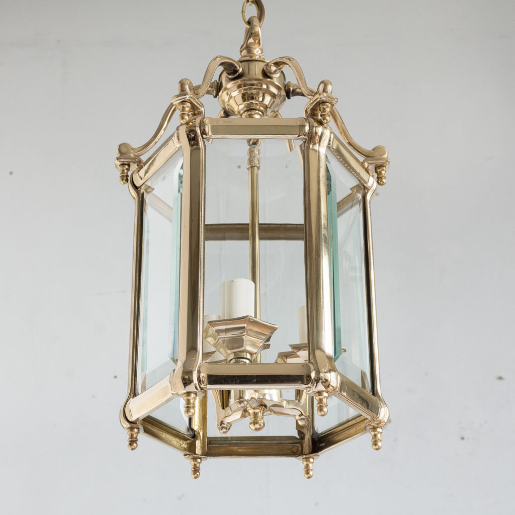 Three small Georgian style brass hall lanterns,-139836