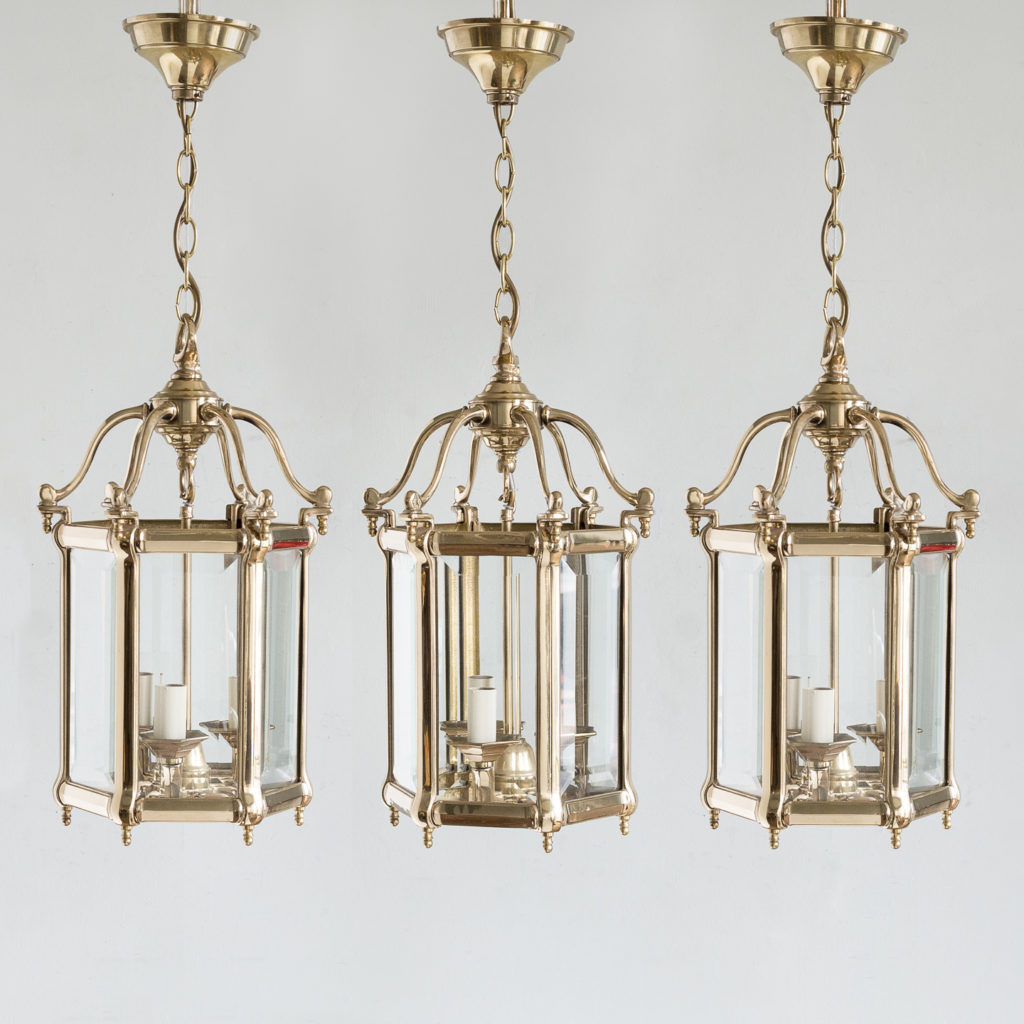 Georgian style brass hall lanterns,