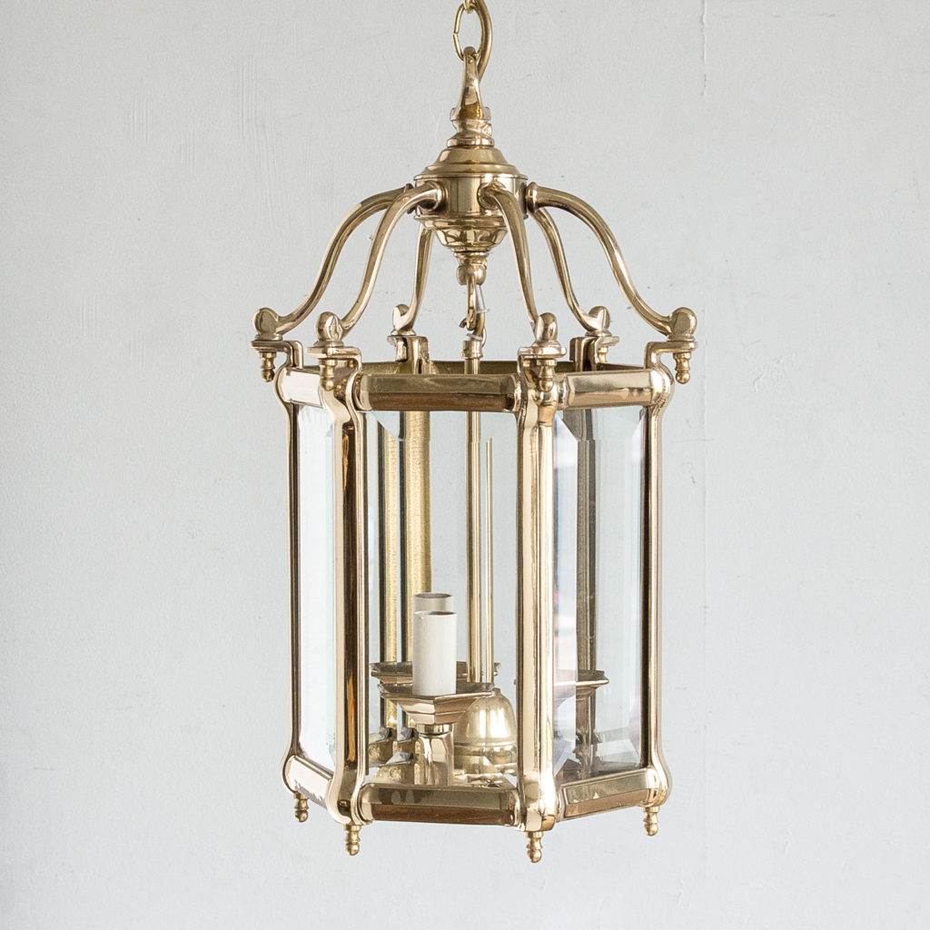 Three small Georgian style brass hall lanterns,-139830