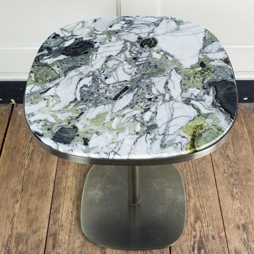 with variegated green marble tops.