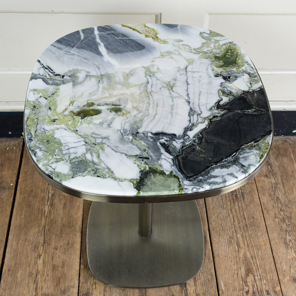 with variegated green marble tops.