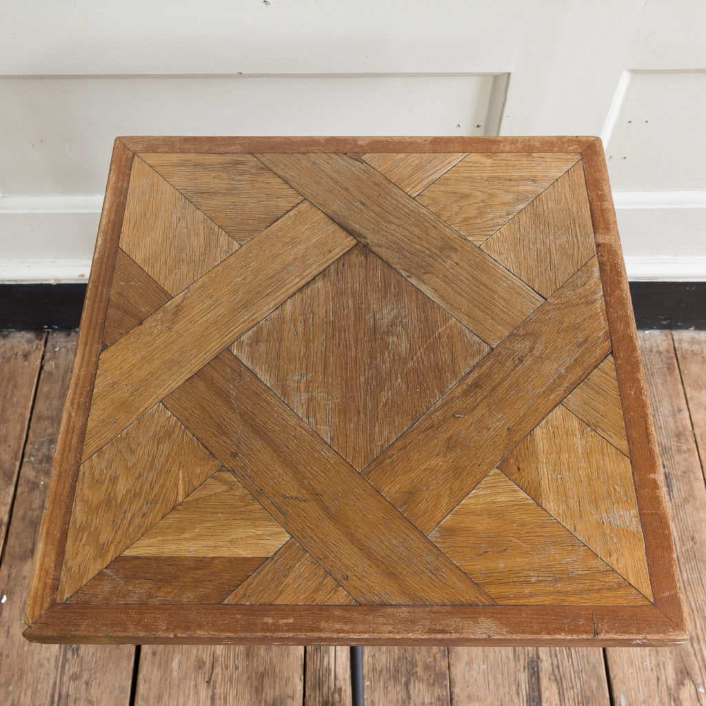 the oak parquet top with teak surround