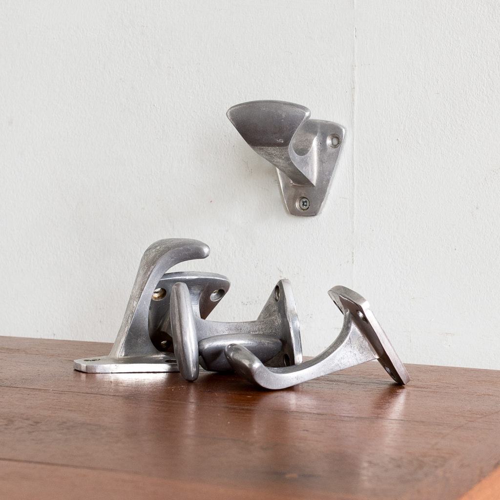 French mid-century cast aluminium coat hooks,