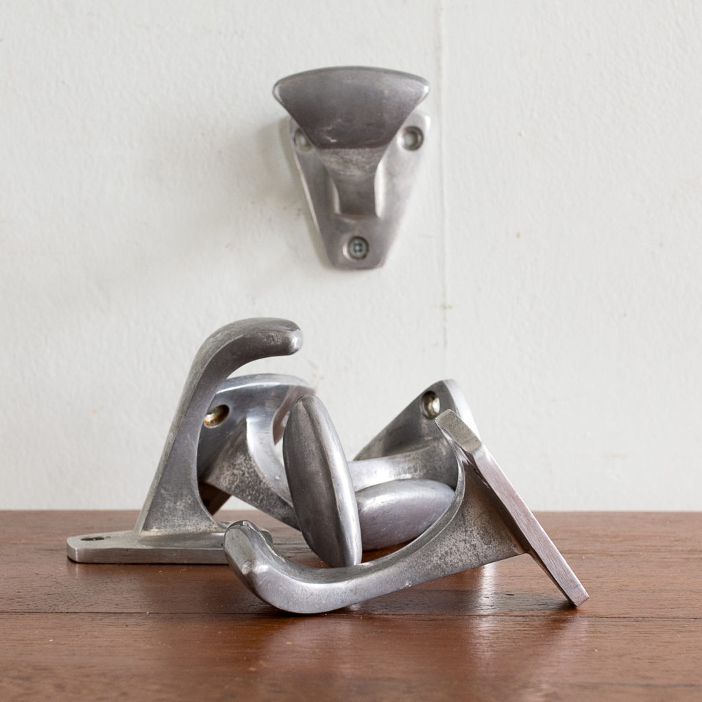 French mid-century cast aluminium coat hooks,