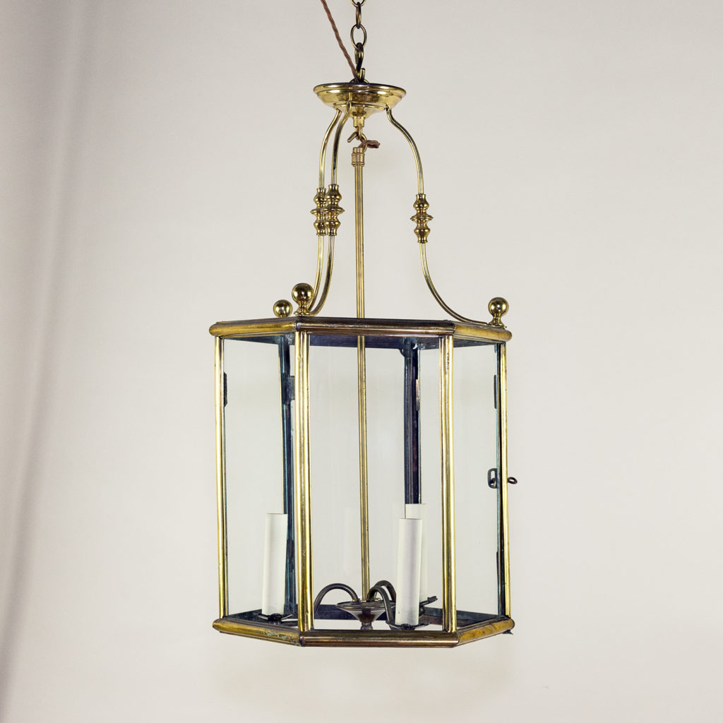 Twentieth century brass hall lantern,