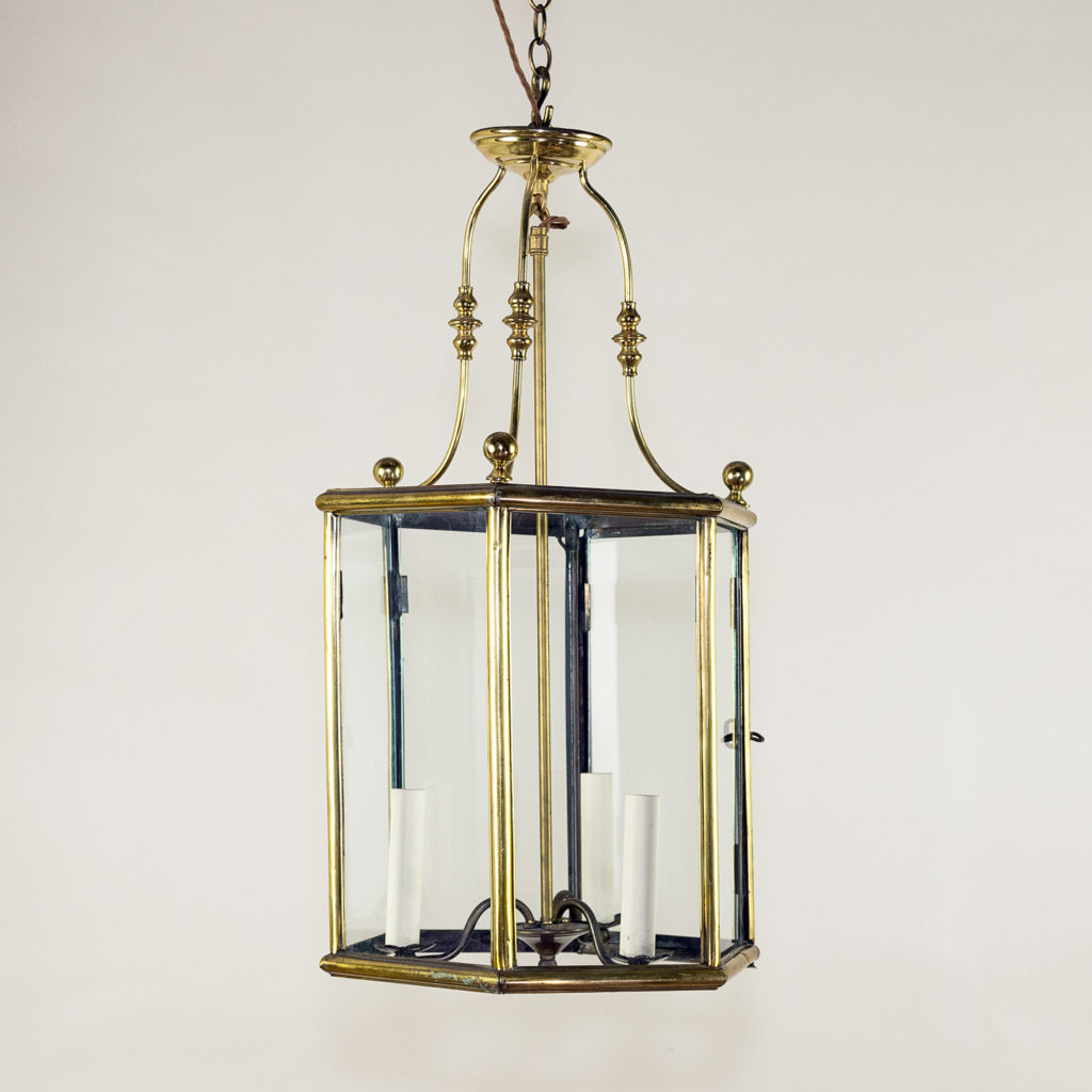 Twentieth century brass hall lantern,