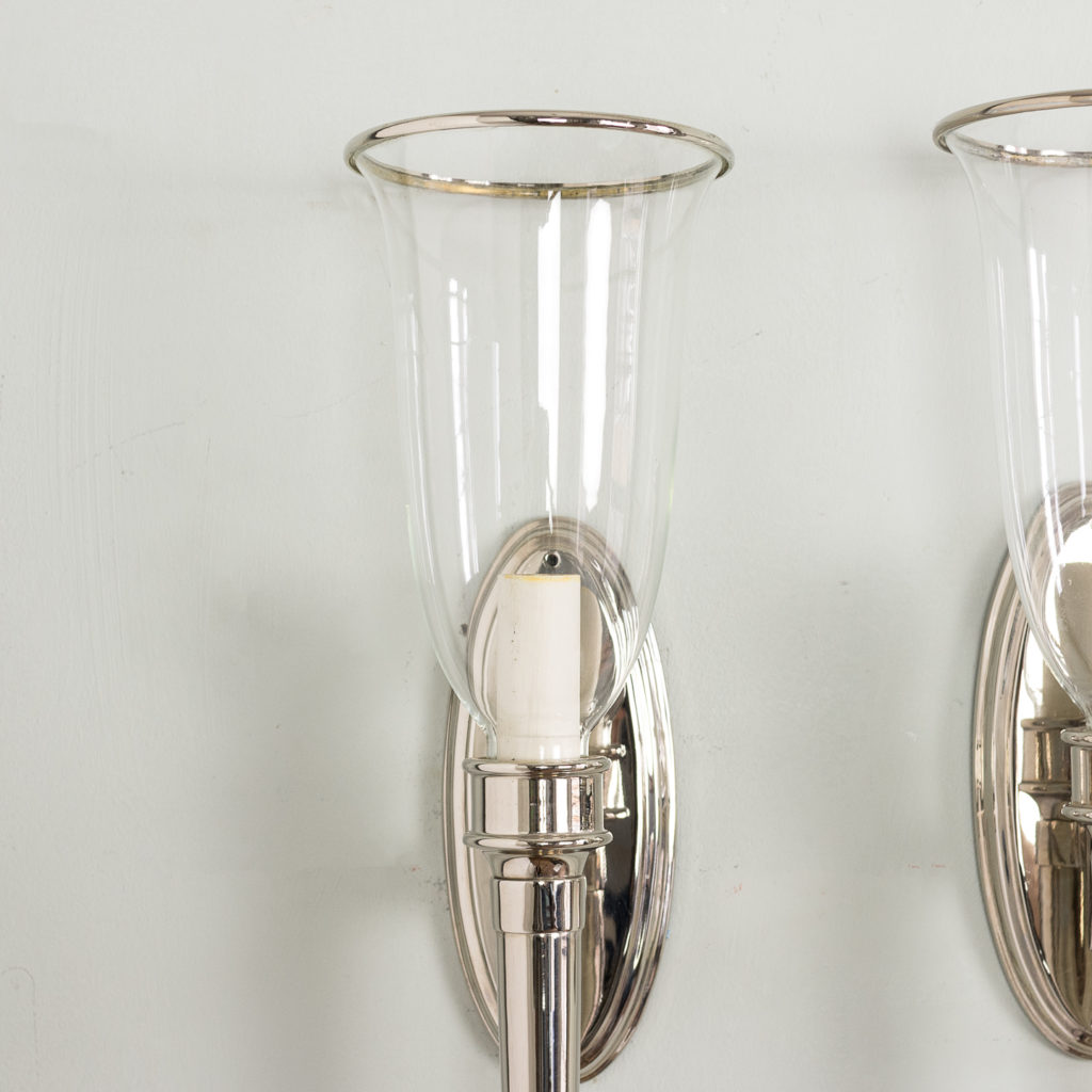 Pair of modern silver-plate wall lights,-140439