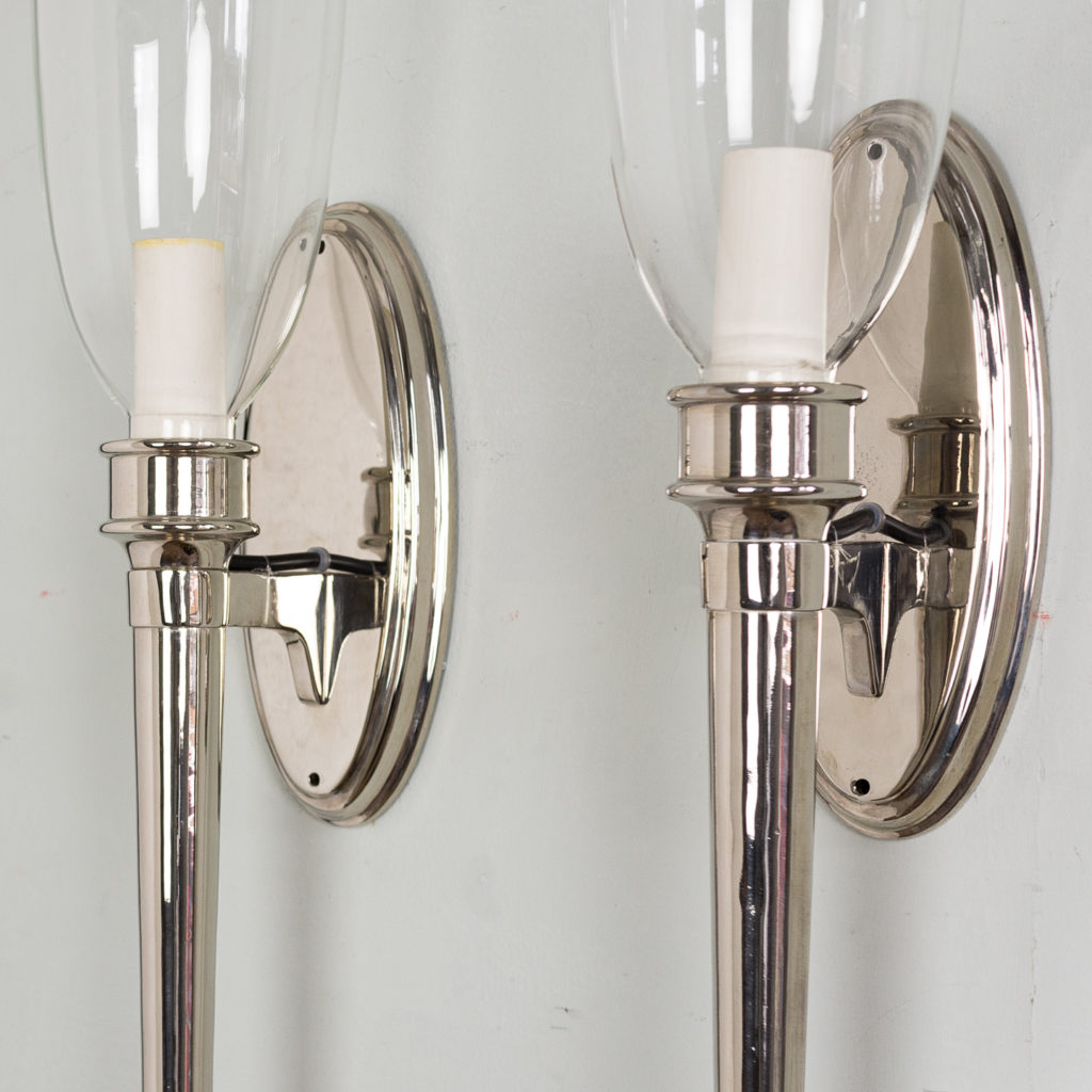 Pair of modern silver-plate wall lights,-140438