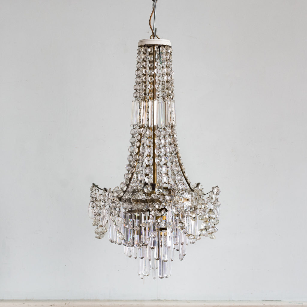 Regency style glass waterfall chandeliers,