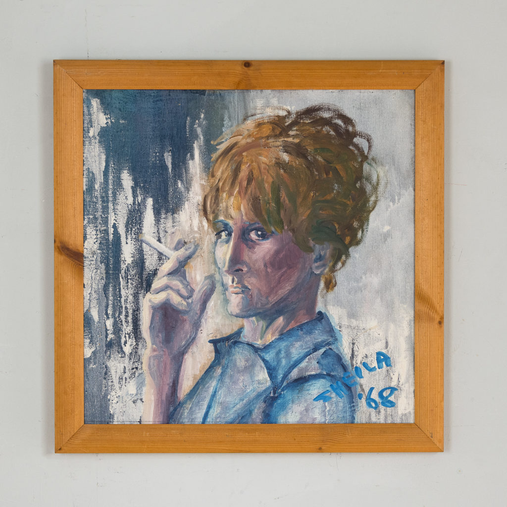 Self portrait with a cigarette, by Sheila Steafel
