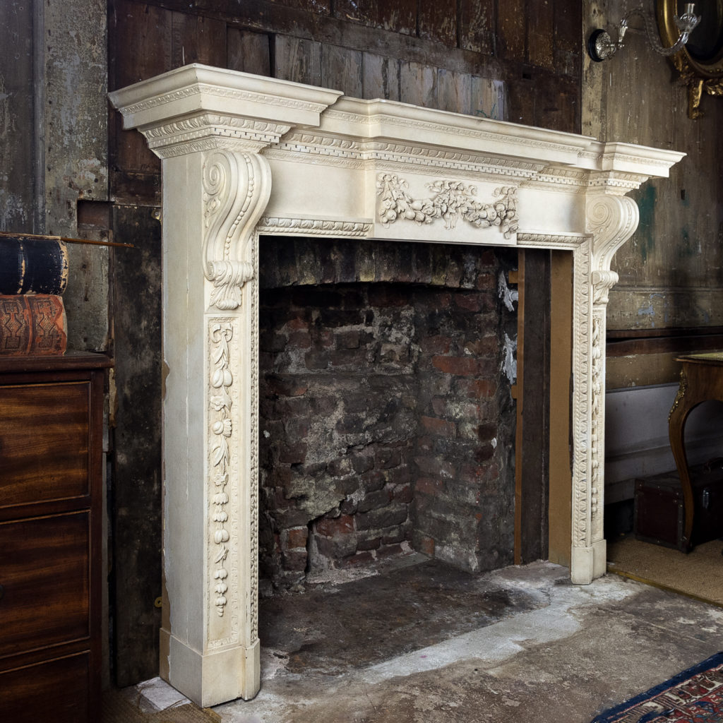 Large mid-Georgian style painted timber fireplace,-140550