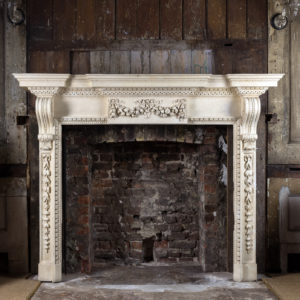 Large mid-Georgian style painted timber fireplace,