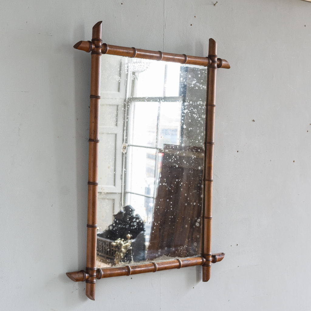 French fruitwood bamboo moulded wall mirror,-140524