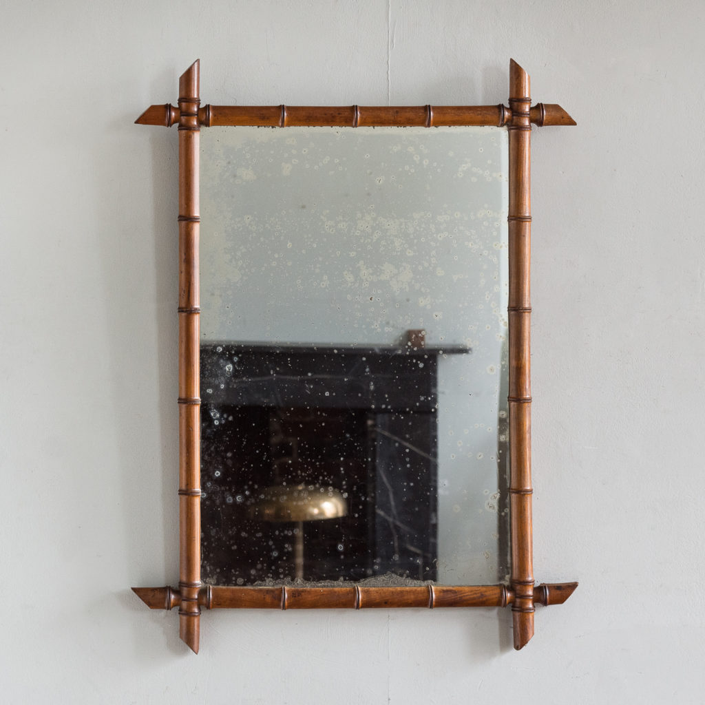 French fruitwood bamboo moulded wall mirror,