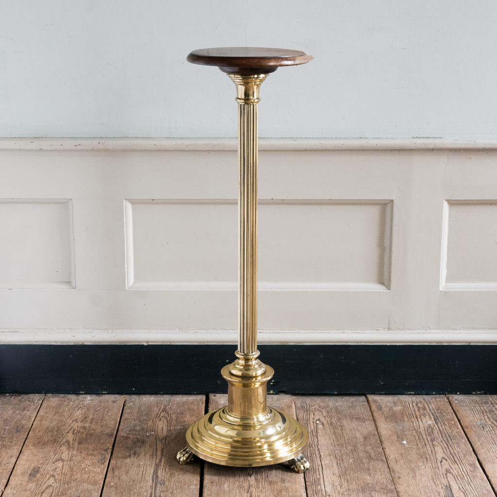 Victorian brass and mahogany jardiniere stand,