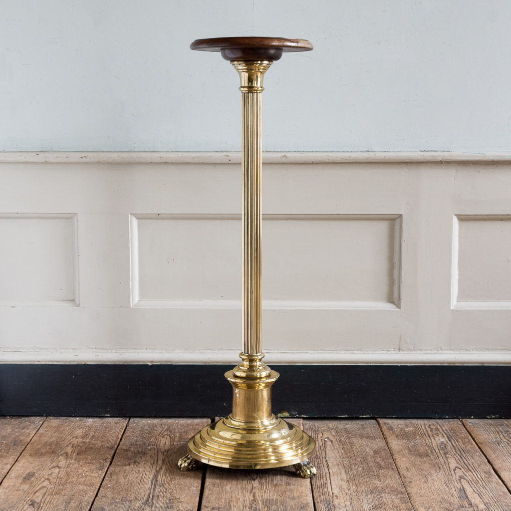 Victorian brass and mahogany jardiniere stand,