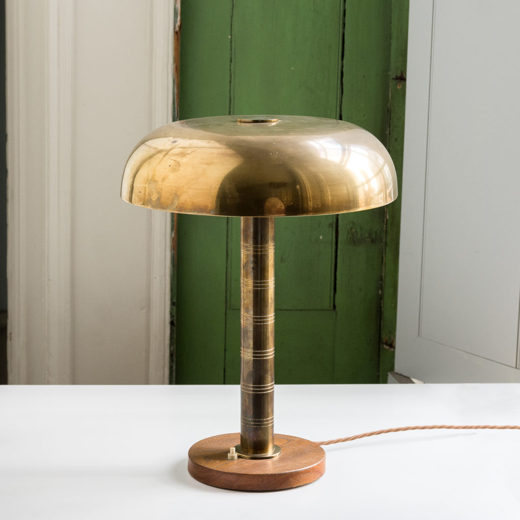 Mid-century brass 'mushroom' lamp,