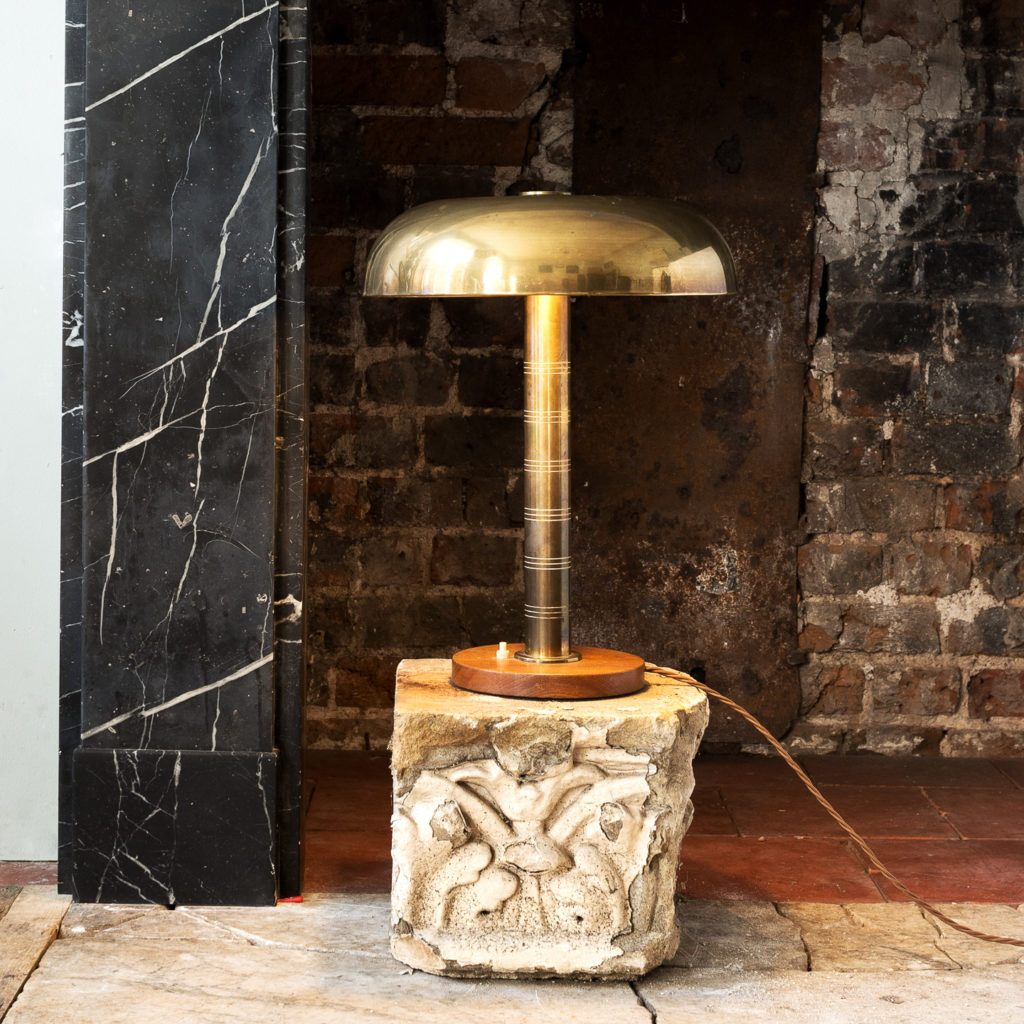 Mid-century brass 'mushroom' lamp,-140639