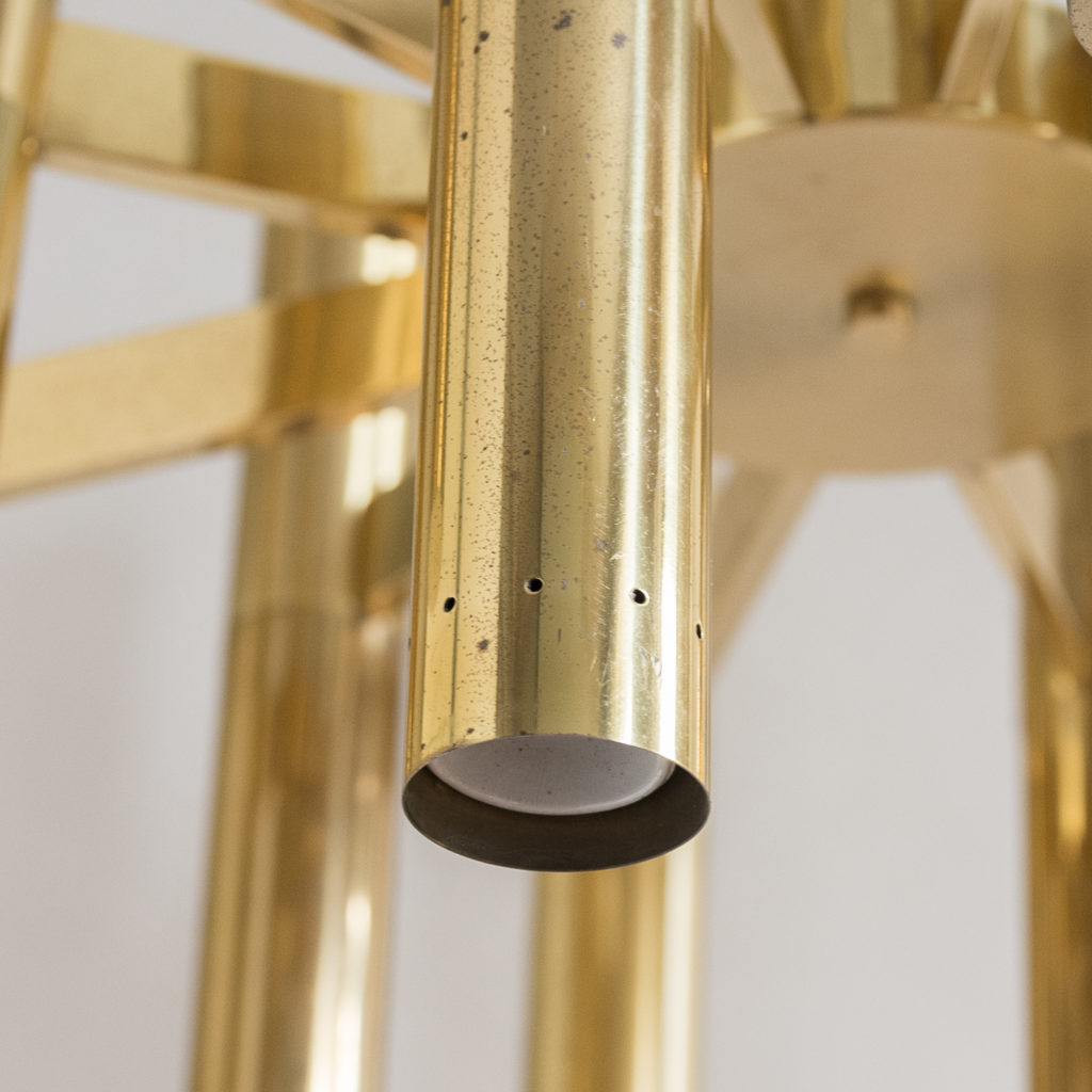 1960s Italian tubular brass chandelier,-140624