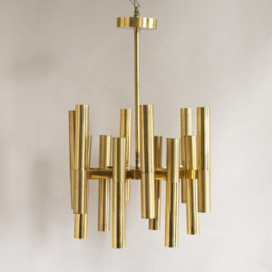 1960s Italian tubular brass chandelier,