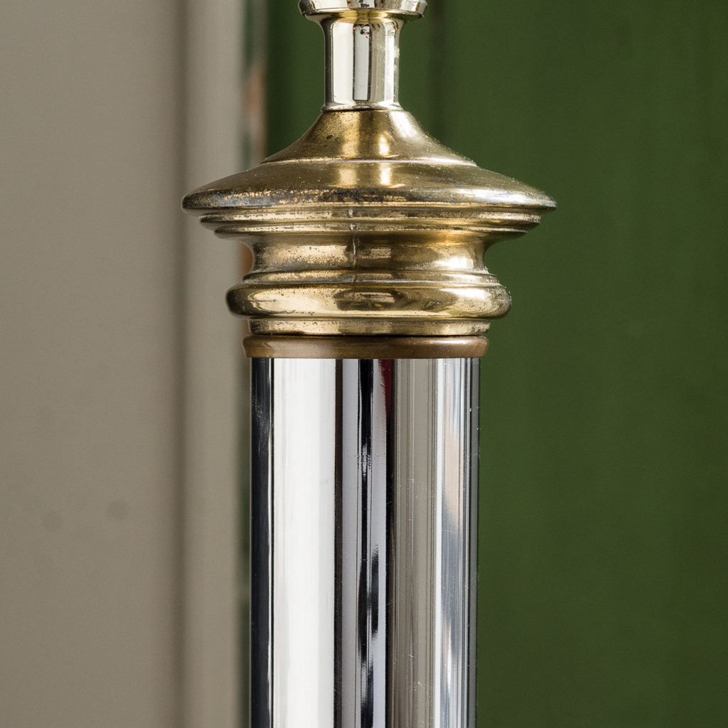 Pair of chrome and brass table lamps,-140584