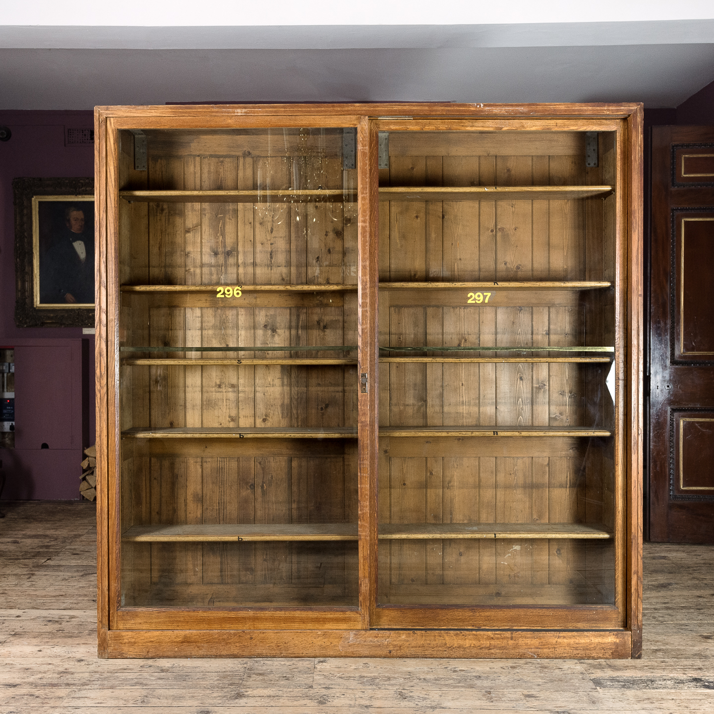 British Library double sided oak bookcase LASSCO England s