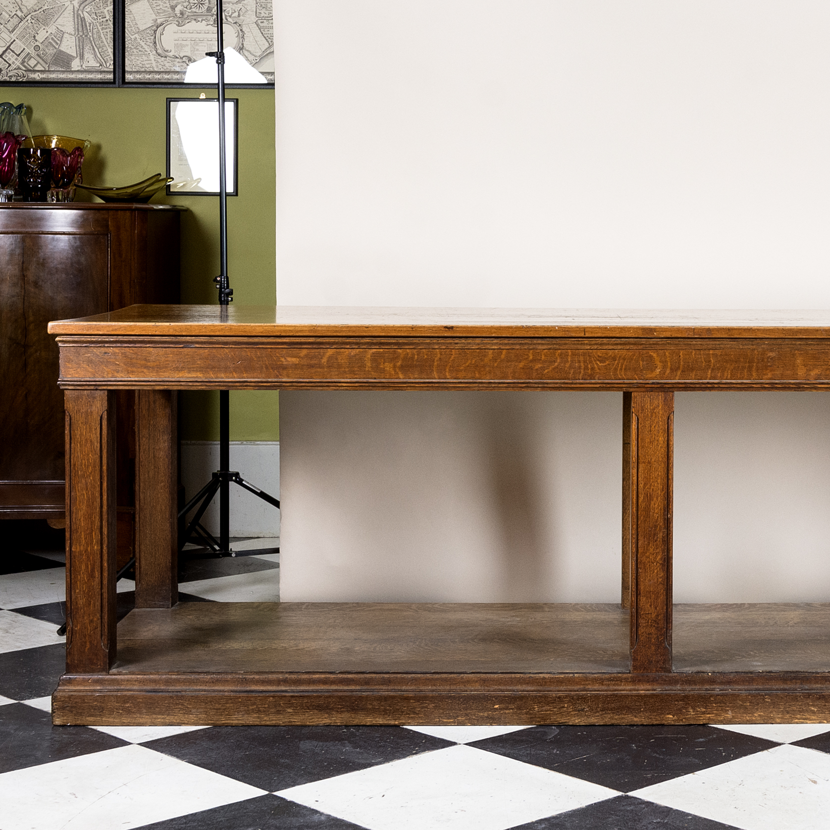 Early twentieth century quarter sawn oak altar table LASSCO