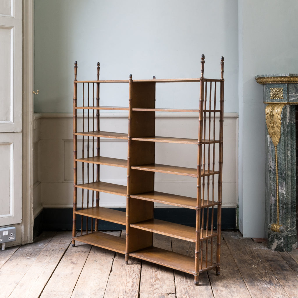 Set of Regency faux-bamboo painted shelves