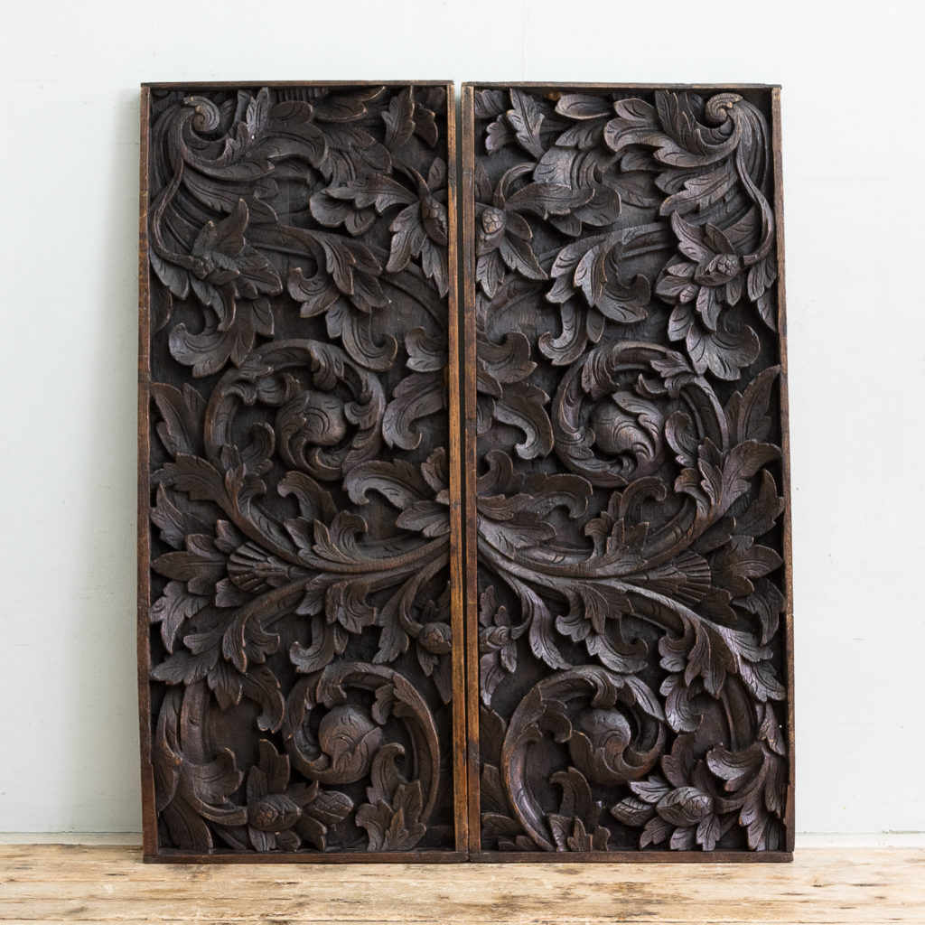 Pair of English carved oak panels