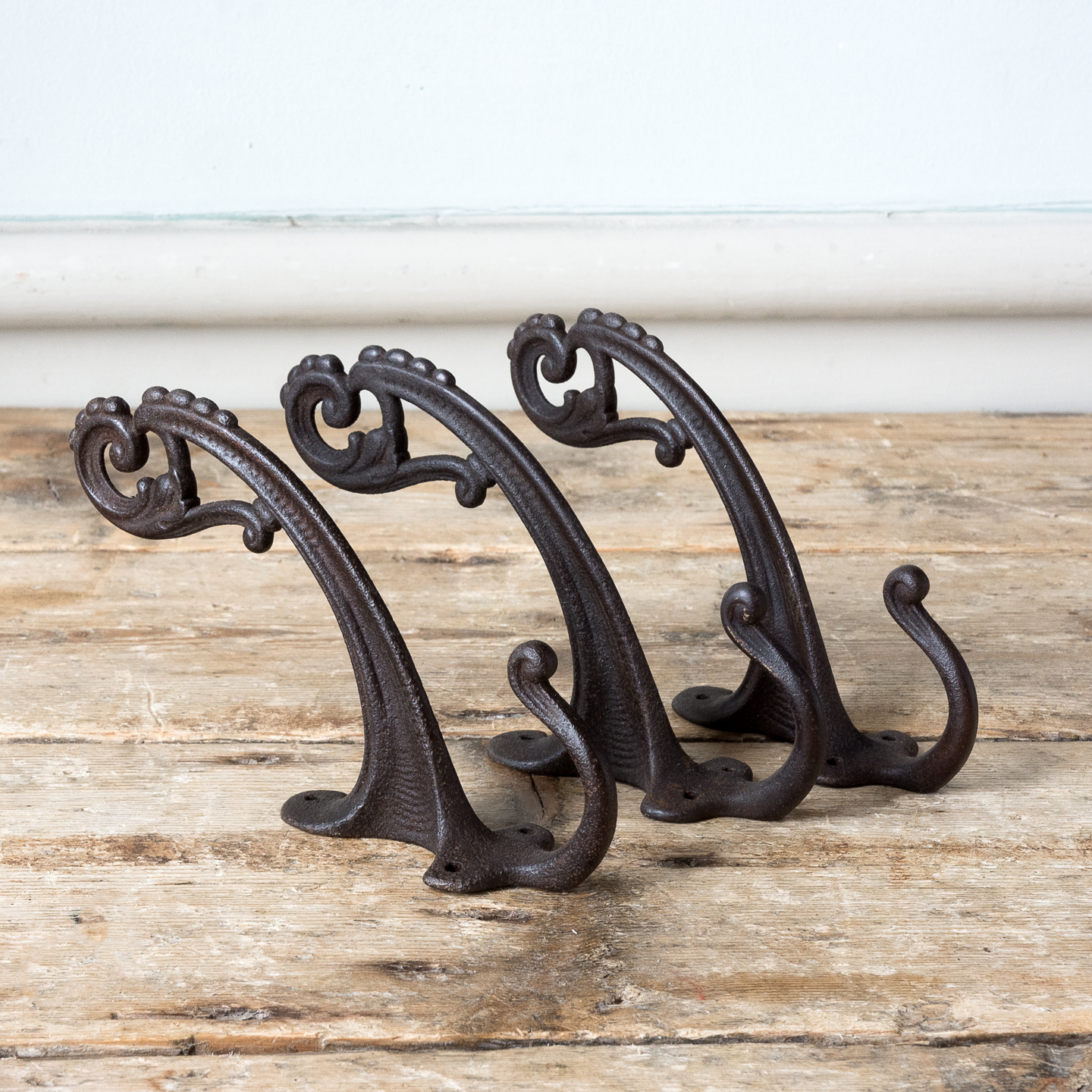 Smooth Surface Cast-Iron Triple Coat & Hat Hook