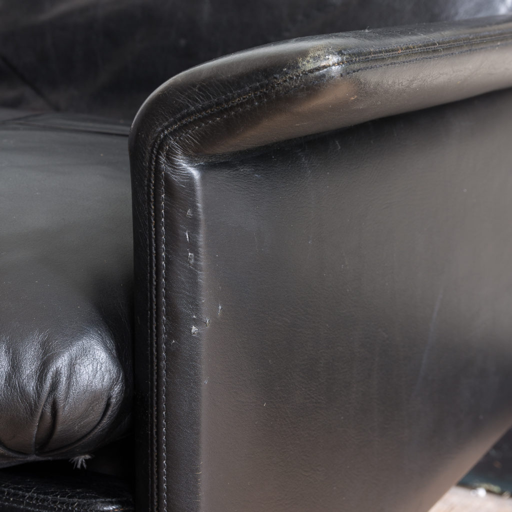 1960s Danish black leather sofa