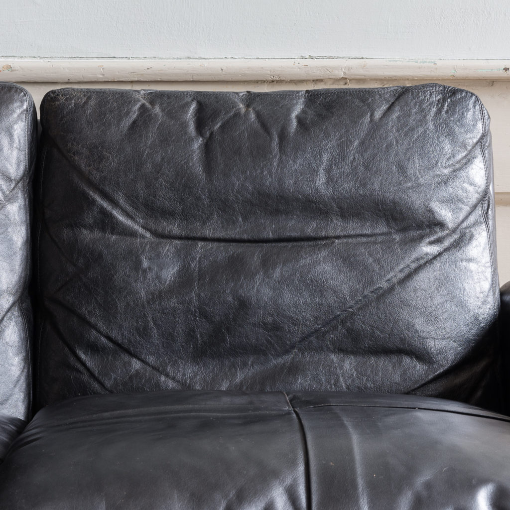 1960s Danish black leather sofa