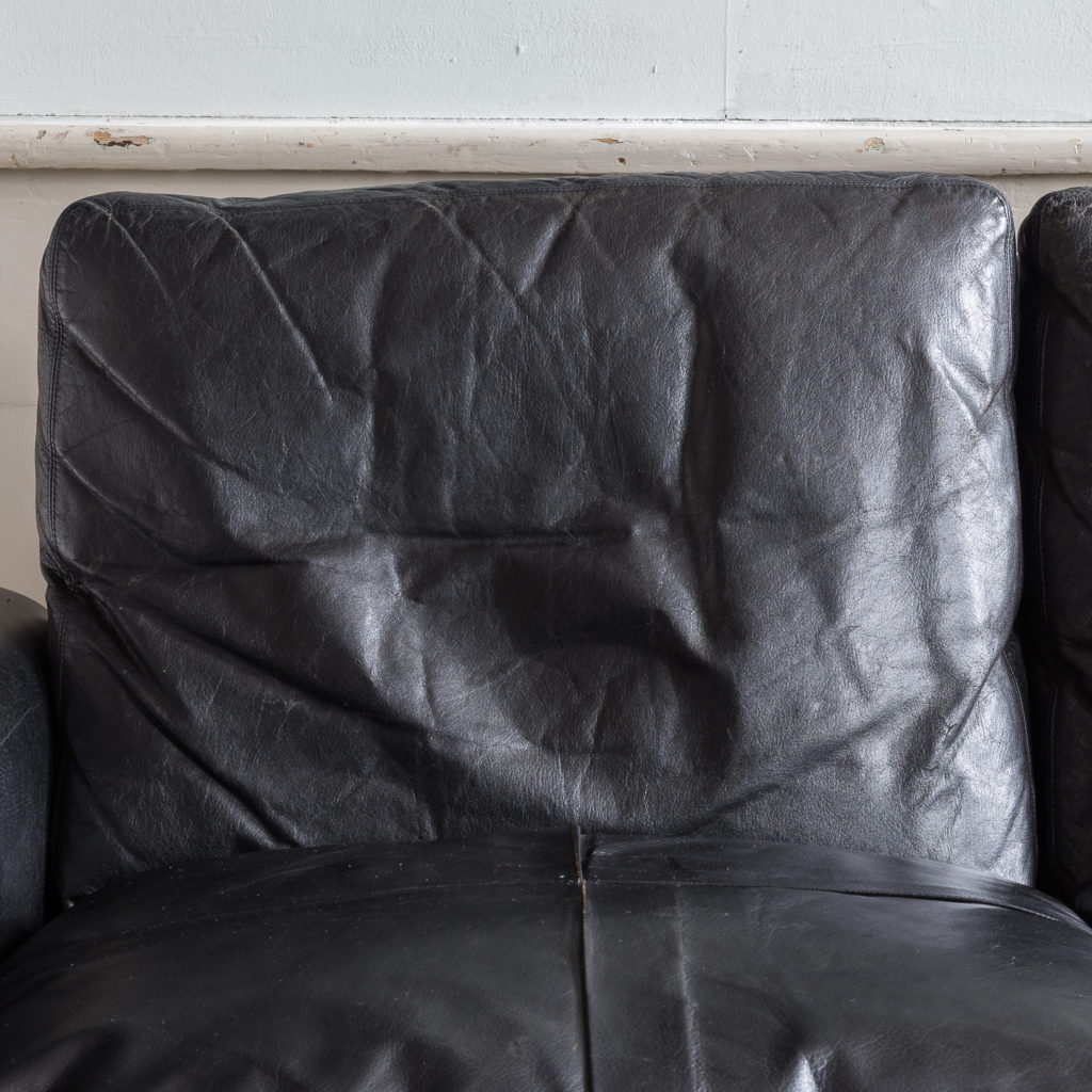 1960s Danish black leather sofa