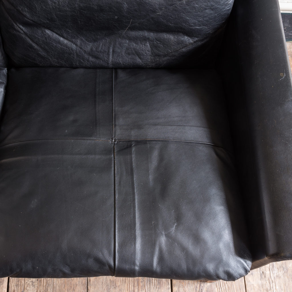 1960s Danish black leather sofa