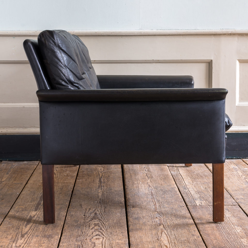 1960s Danish black leather sofa