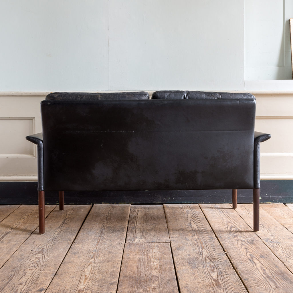 1960s Danish black leather sofa