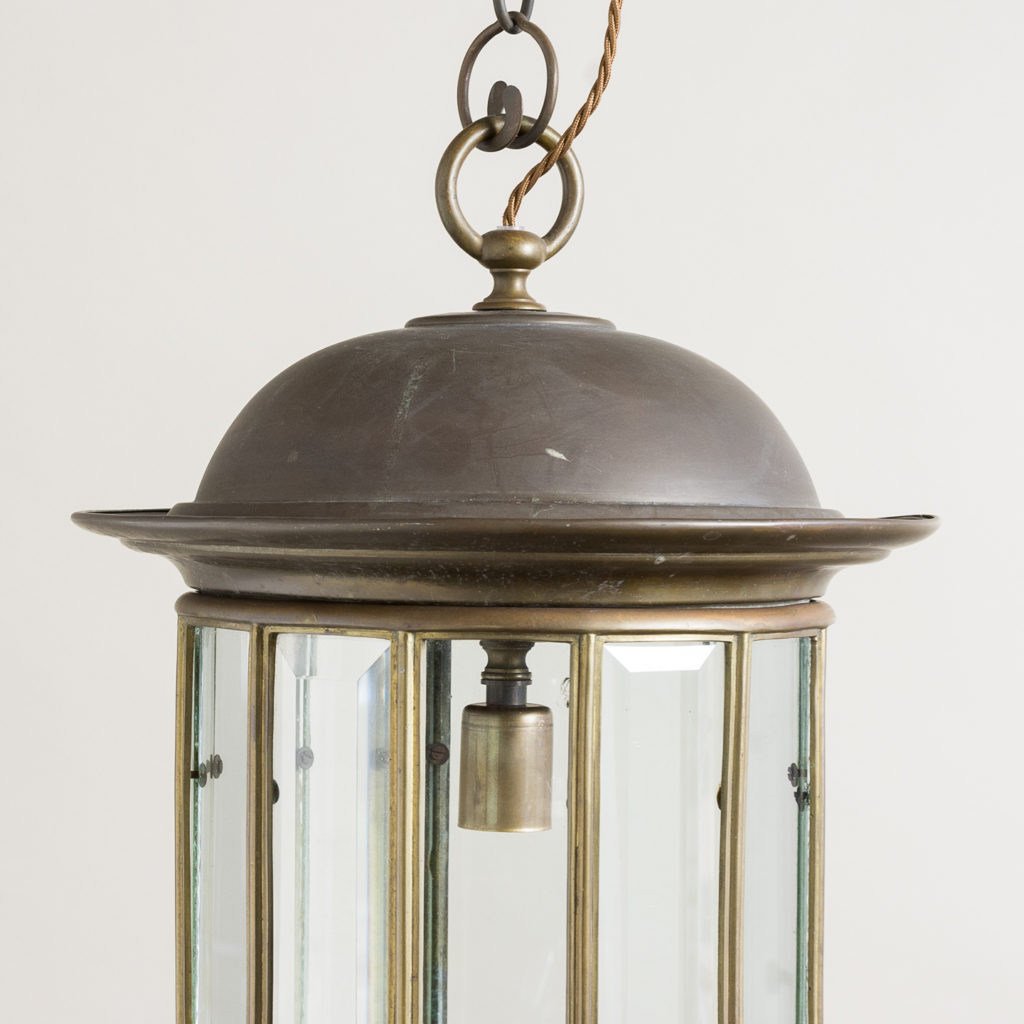 English cylindrical brass hall lantern,