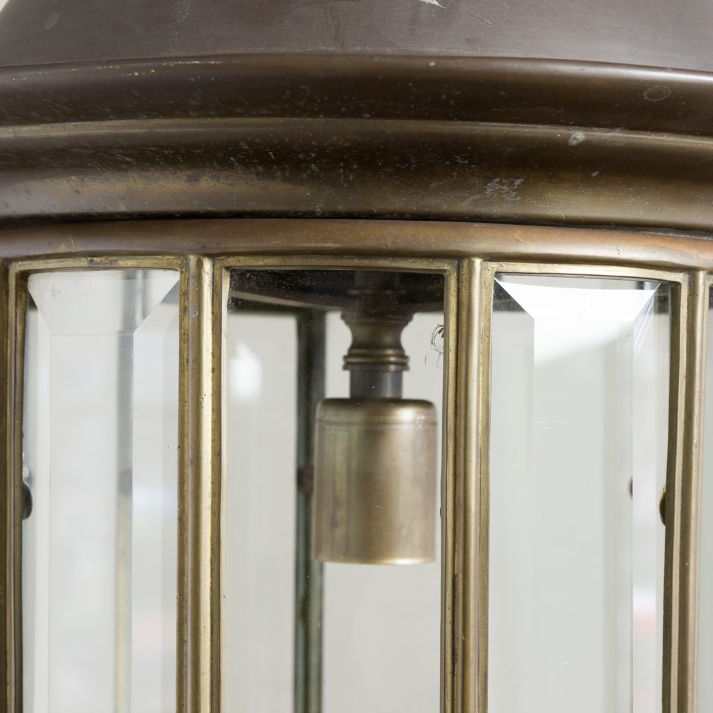 English cylindrical brass hall lantern,