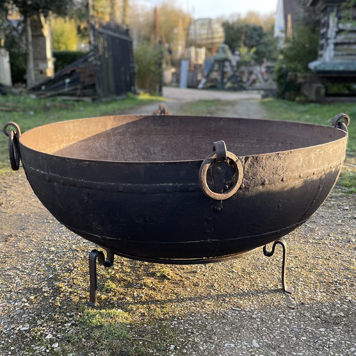 Old Indian Kadai Cast Iron Cooking Pot