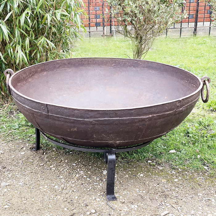 A Large Indian Wrought Iron Kadhai Fire, Huge Fire Pit