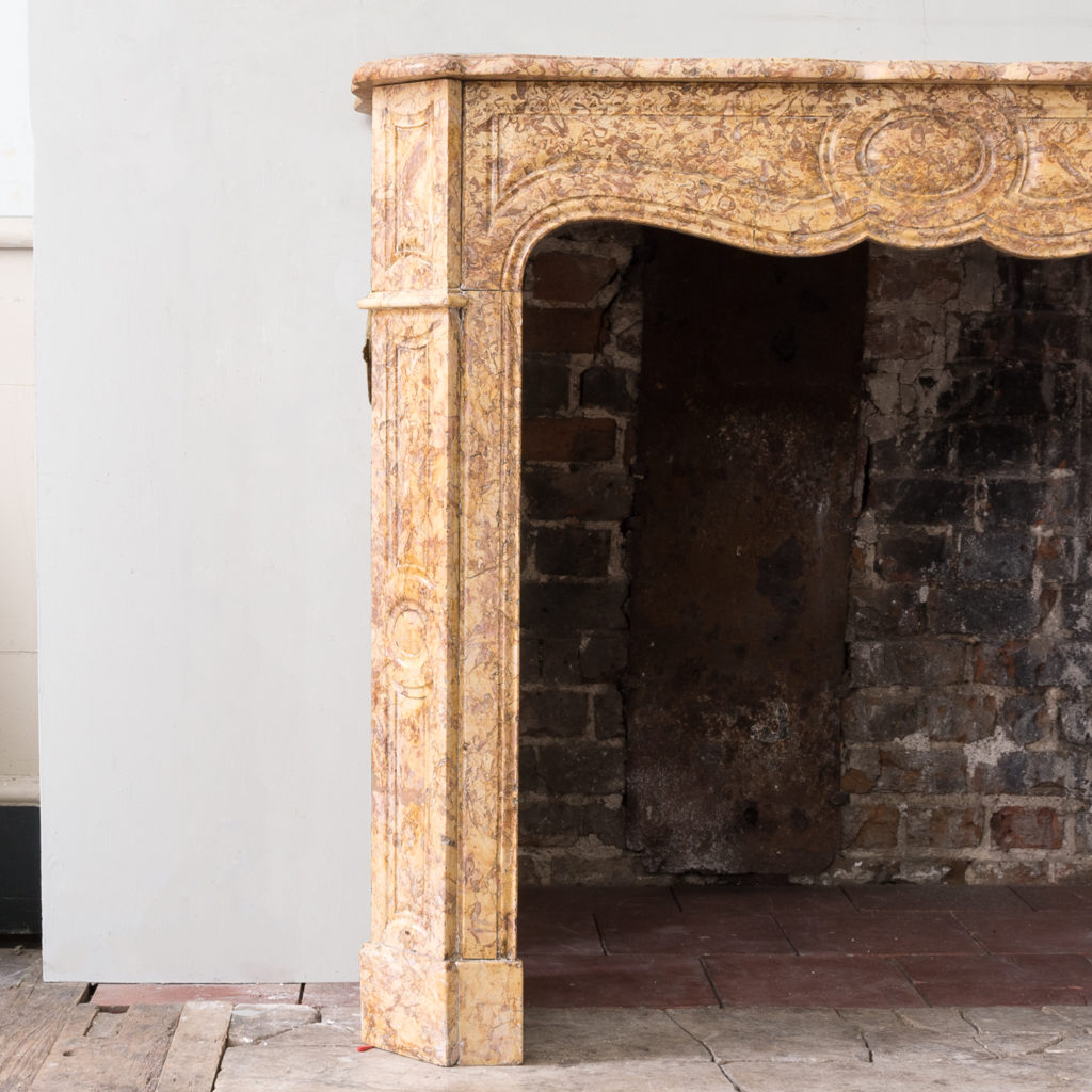 Louis XV style Pompadour fireplace in Brocatello marble