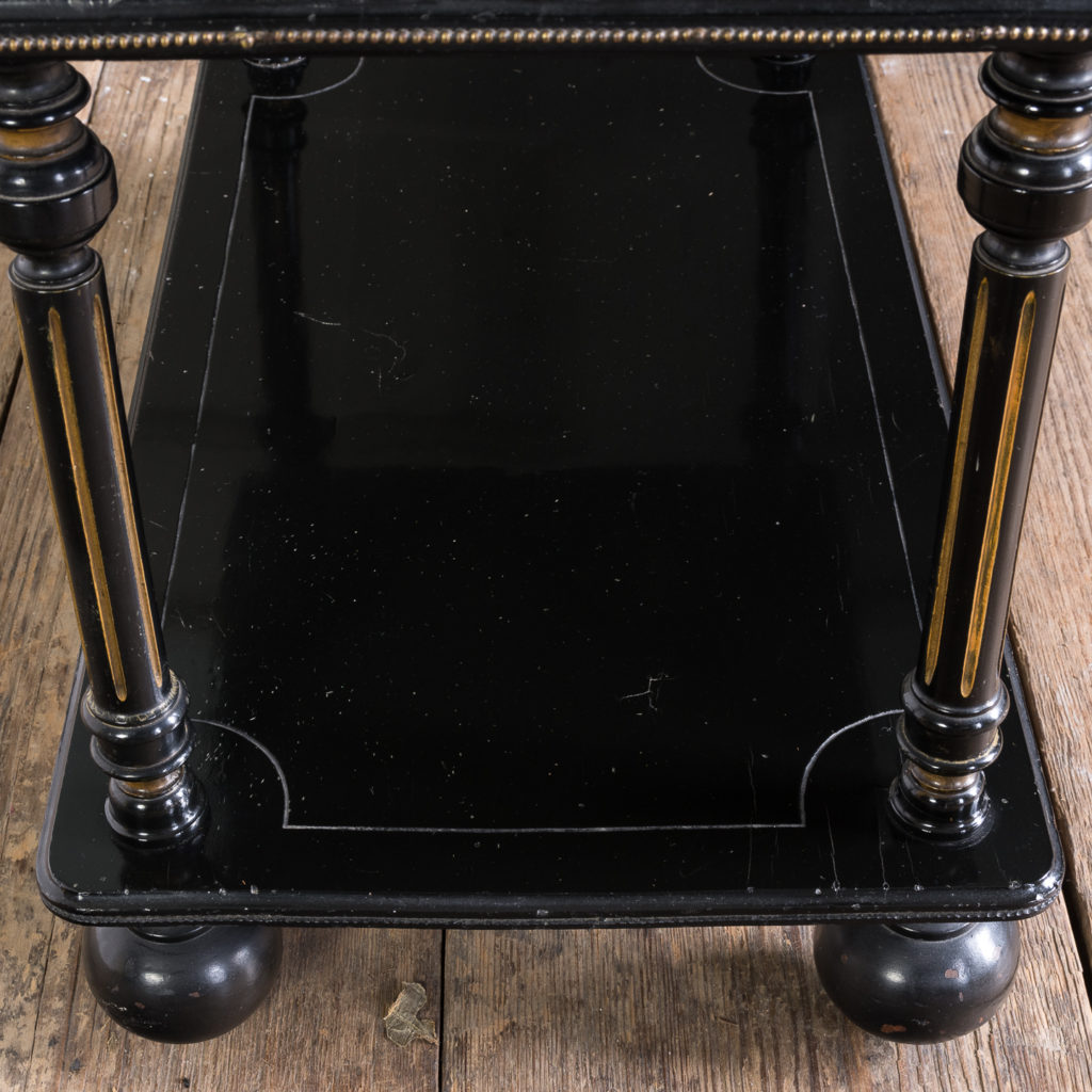Victorian ebonised and parcel-gilt etagere
