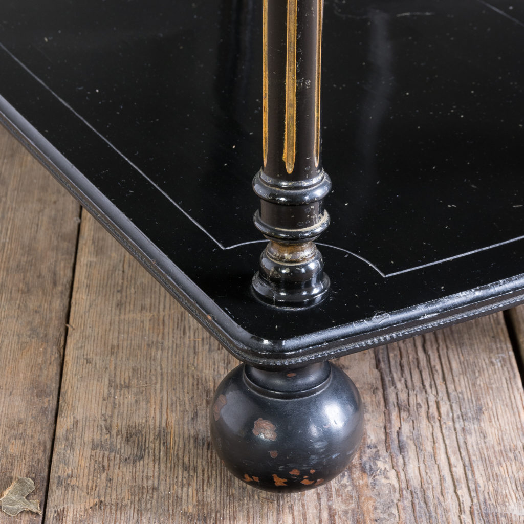 Victorian ebonised and parcel-gilt etagere