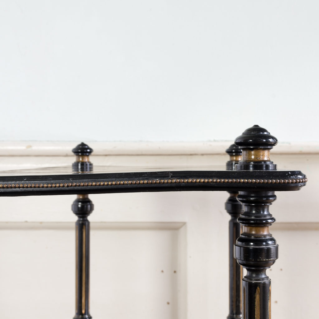 Victorian ebonised and parcel-gilt etagere