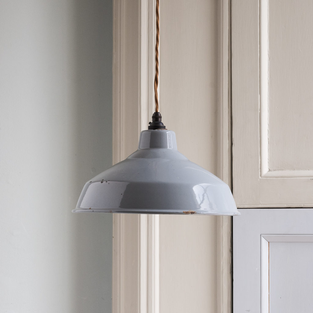 Grey enamelled light shade